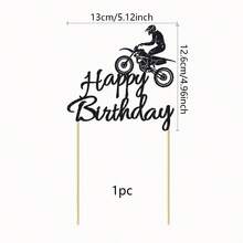 1/13pcs Motorcycle Happy Birthday Cake Topper Black Flash Cake Pick Dirt Bike Birthday Party Cake Decoration Motocross Sports Theme Cake Topper - View 16