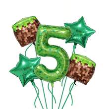 Set de 5 globos con números de temática de juego de píxeles, adecuado para fiestas y celebraciones de cumpleaños, decoración de pared - 1 - Ver 7