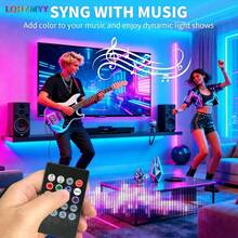 LQHZMYY 1条USB供电变色霓虹LED灯带 - 多色、声控、可调光、IP65防水、遥控、DIY、DC5V,适用于情人节、电影主题、派对、送给女朋友/朋友的礼物,营造缤纷派对氛围。 - RGB - 查看 9