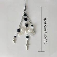 1pc Sweet & Cool Black & White Bow, Star, Heart Shaped Phone Lanyard - Multicolor - View 5