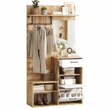 Shoe Cabinets - White+Natural - View 7