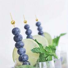 [200pcs/100pcs/50pcs/20pcs/10pcs] Disposable Wooden Bamboo Skewers, Suitable For Kitchen, Restaurant, Fruit Salad, Wedding, Party, Round Bead Design, Available In Gold/Pink/White - Gold - View 3