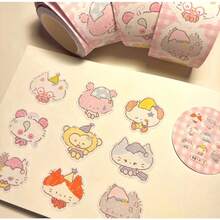 シール マスキングテープ 文房具 シール帳 コラージュ 便箋 猫 コラージュ　素材 シール　韓国 デコシール ふせんかわいい 手帳 シール 星 シール  韓国の文創テープロール分け萌え小動物のフィルム切りシールかわいい猫の漫画貼り - II - チェックする 4