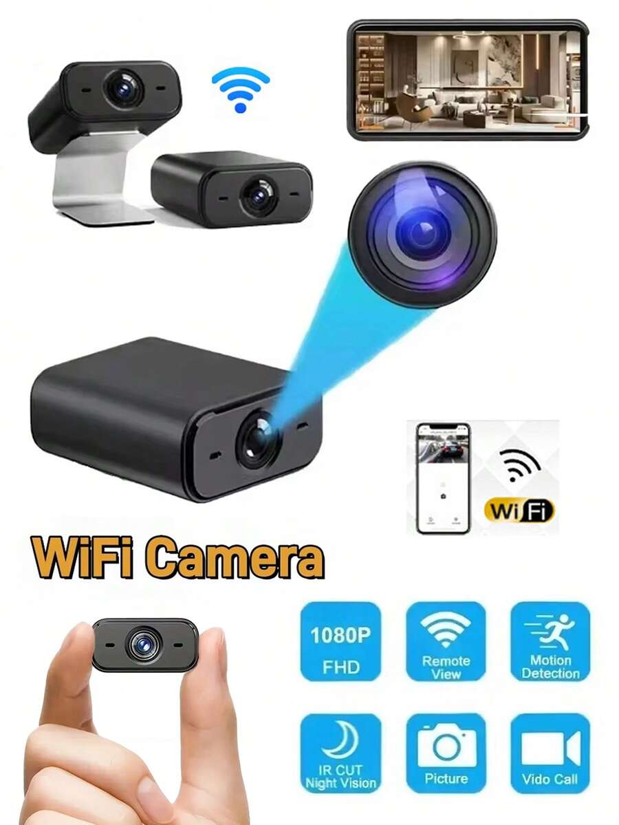 1pc Mini WiFi Security Surveillance Camera, Real-Time Monitoring, USB Powered Indoor Monitoring Video Recording, Features Night Vision, Motion Detection, HD Remote Monitoring, Suitable For Home Pet Monitoring, Vehicle Monitoring, Smart Home Security Monitoring, Baby Monitoring And More