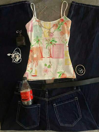 Women's Casual Solid Color Cropped Camisole Black