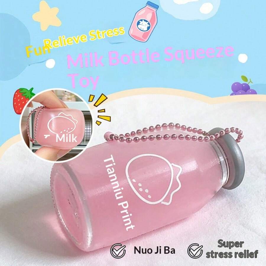Mini Fruit Milk Bottle Toy - Super Realistic Slow Rebound Milk Cup, Creative Desktop Ornament Stress Relief Item, Teen Stress Relief Toy,