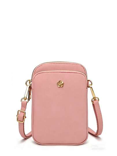 1 PC Leisure And Fashion Crossbody Walking Mini Bag With Mobile Phone Cloth Bag Vertical Coin Purse ,Sports Wallet With Headphone Jack,Adjustable Shoulder Strap,For Women,Girl,Travel,Back To School,Gifts