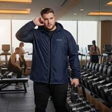 Men's Plus Size Windbreaker With Zipper – Lightweight, Sporty, Comfortable And Stylish Jacket - 藏蓝色 - 查看 4