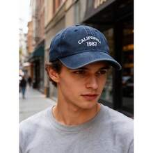 Mũ lưỡi trai nam - Thêu logo California 1987, mũ mềm kiểu "Dad Hat", vừa vặn với mọi khuôn mặt, phong cách retro thường ngày. - A - Xem 2