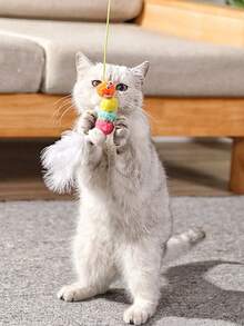 1个可调节悬挂式猫玩具，用于互动玩耍和娱乐 - 灰色 - 查看 6