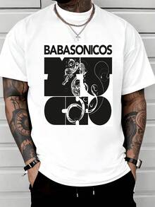 Figuras abstractas formadas por piezas que encajan y crean un contraste entre formas curvas y líneas precisas simbolizando unión armonía y energía moderna camisetas de hombre casual de manga corta de algodón cómodo para uso diario - Blanco - Ver 1