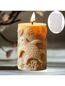 Sea Turtle Shaped Candle Mold, Beach Turtle Epoxy Resin Silicone Mold, Wave & Sea Turtle Concrete, Cement, Plaster, Silicone Mold - White - View 2