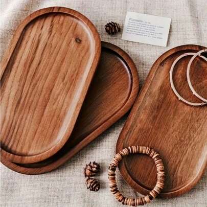 1pc Acacia Wood Tray, Bathroom Tray, Rectangle/Oval/Cloud/Octagon Shaped Storage Dish, Bathroom Storage & Organization, Shower Tray, Wooden Bathroom Tray, Bathtub Caddy, Candle & Diffuser Home Decor Plate, Food Serving Tray, Natural Wood Grain, Bathroom Essential, Easy To Clean, Housewarming, Birthday Gift