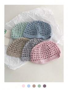 1 pieza Gorro de punto metálico calado, gorro envolvente de ganchillo hueco y ligero, favorecedor para el rostro, gorra de malla transpirable tejida, sombrero de verano de moda y versátil para mujeres, vacaciones, festivales - Multicolor - Ver 12