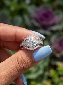 3pcs 925 Sterling Silver Single Row Round Ring Set, Elegant Women's Rings Suitable For Dates, Parties, Anniversaries, Exquisite Women's Jewelry Gift - Ring Set - View 2