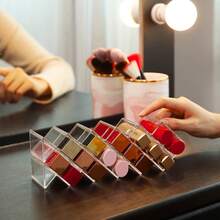 Acrylic Multi-Compartment Lipstick Storage Box, Transparent Lip Gloss Organizer Display Rack - 1PC - View 11