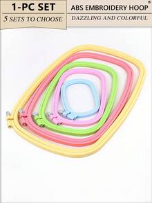 1pc Rectangular Multi-Color DIY Hand Embroidery Hoop, Cross Stitch Embroidery Frame, Punch Needle Frame, Dreamcatcher Wind Chime Hanging Ring Accessory. Made Of High-Quality ABS Material With Groove Design, Securely Holds Embroidery Fabric, Creates Neat And Even Embroidery Work. The Embroidered Piece Can Be Used As Halloween, Christmas Decoration, Desk, Bedside Decor, Phone, Keychain, Bag, Clothing Hanging Accessory, Car Interior Ornament. - A - View 11