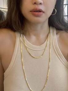 1条18K镀金不锈钢长款双层120厘米蛇骨链项链 - 纏繞項鍊 - 查看 5