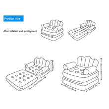 [Your Brand] Thickened Flocked PVC Inflatable Sofa Bed, Portable Foldable Blow Up Couch Mattress, Coffee Color For Home, Travel & Camping - Camel - View 3