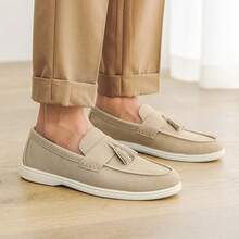 Men's Suede Fringe Loafers | Soft Sole Casual Slip-On Shoes Suitable For Office, Commuting And Daily Wear - Beige - View 3