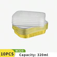 10pcs/Pack Disposable Gold Rectangular Aluminum Foil Baking Trays, Multi-Size Options, Takeout Packaging Boxes, Suitable For Oven, Air Fryer - Gold - View 11