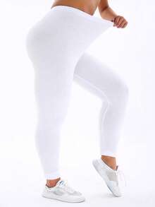 三条装女士加大码黑色、白色、杏色打底裤，简约休闲百搭弹力舒适紧身裤，适合居家、瑜伽、户外活动、运动，春季七分裤 - 彩色 - 查看 7