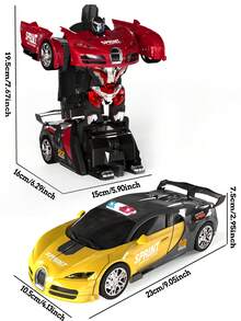 1辆1:18比例遥控变形机器人车玩具（不含电池），适合4-7岁/8-12岁男孩，2.4GHz遥控变形机器人车玩具，带灯光，1:18比例赛车，一键变形，支持360度旋转和漂移，适合3-12岁儿童，可作为圣诞节、生日和复活节礼物送给男孩女孩。 - 彩色 - 查看 9
