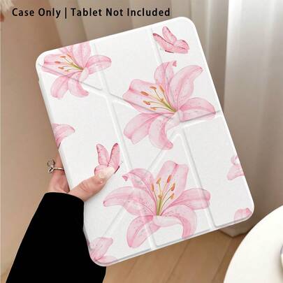 3+Y折叠防弯折亚克力水晶彩绘保护套，饰以花卉蝴蝶图案，兼容荣耀Matepad、苹果等平板电脑，适合返校季、情人节等场合，也兼容三星Galaxy Tab A9 Plus/A11/A11 Plus等机型。