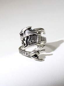 1 pieza Anillo de guitarra esqueleto de estilo punk rock para hombres - Negro - Ver 2