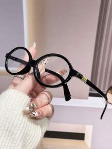 1副方形镜框Y2K透明镜片眼镜，男女通用 - 黑色 - 查看 1