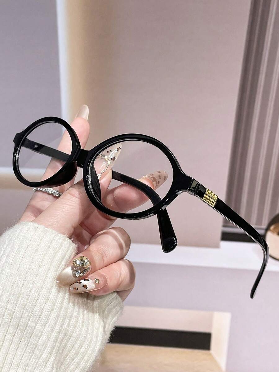 1副方形镜框Y2K透明镜片眼镜，男女通用 - 黑色 - 查看 1