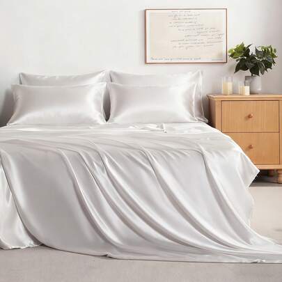 6Pcs Ultra Soft Luxury Bedding Set Minimalist Neutral Color Bed Sheet Set With Fitted Sheet & Pillowcases All Season Breathable Bedding Set For Bedroom