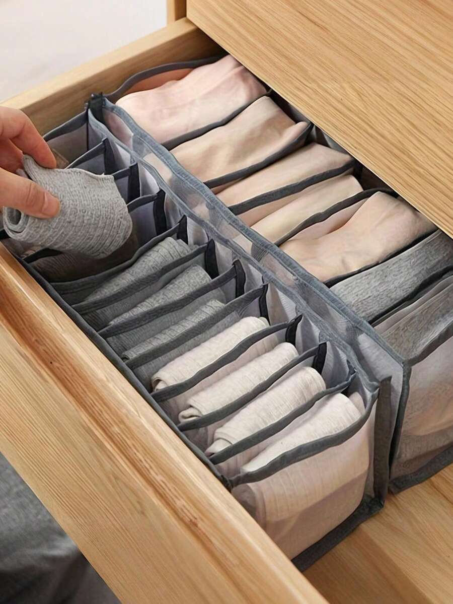 3Pcs Mesh Underwear Drawer Organizer Thickened Transparent Foldable Storage Box, Closet Wardrobe Organizer Bins For Bra Sock Panty Scarf Tie Belt Lingerie, Space Saving Home Storage Container For Bedroom Dorm - Multicolor - View 1