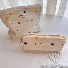 新款ins风夏季糖果豆帆布铅笔盒，大容量背包，清新手提包，大学生书包 - 糖豆帆布筆袋 - 查看 6