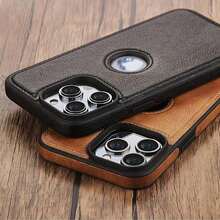 Luxury Faux Leather Case For  17 PRO MAX/ 17 16 Pro Max  16  16 Plus  15 Pro Max 14 13 Pro- Thin & Flexible Grip Protection - màu nâu - Xem 11