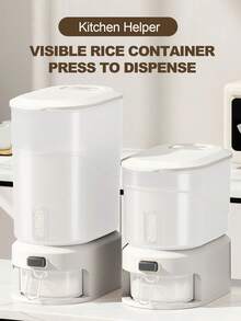 Clear Rice Dispenser, 22lbs Grain Container Storage With Lid, Measuring Cylinder, Rice Storage Container, Household Cereal Dispenser Bucket, Storing For Kitchen Cereal Dry Food, Kitchen Storage Helper, 11/22 Lbs Storage - Transparent - 查看 3