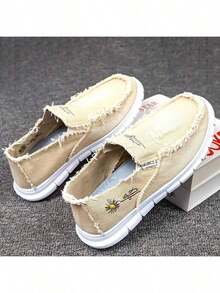 Four Seasons Slip-On Unisex Canvas Shoes Are Comfortable And Versatile With Low-Top Shoes With Soft SolesThe Size Runs Half A Size Larger. - Màu be phổ biến - Xem 1