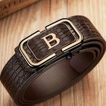 个性化设计，锌合金字母自动扣皮带，男士商务精英皮带，简约百搭裤带 - 多色 - 查看 9