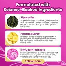 KITTYQUEEN Slippery Kitty Feminine Probiotic And Moisture Gummies, Pineapple Flavor, Women's Probiotic Gummies For Vaginal Health, PH Balance, Odor Control, Flora Support And Moisture Boost, 60 Count Vitamins Supplements Chlorophyll Creatina Monohidratada Vitamins Probiotics For Women Protein Powder Quick Ship Items  Creatina Colageno - 60抽 - 查看 5
