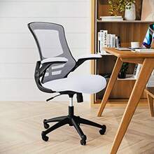 Silla de Oficina Giratoria Silla de Escritorio con Respaldo Completo Silla Ergonómica con Respaldo de Malla Blanca y Reposabrazos Abatibles - Blanco - Ver 7