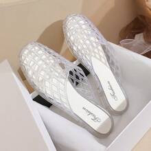 2026 Crystal Slippers Women Flat Transparent Mules Jelly Shoes, Crystal Slides - Transparent White - View 3
