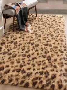 1 pieza Alfombra de peluche con estampado de leopardo, suave y cómoda, adecuada para sala de estar, cocina, dormitorio, baño - Multicolor - Ver 9