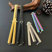 1 Set de Cuchillo de Zanahoria Plegable, Juguete Antiestrés Interactivo, Cuchillo de Zanahoria por Gravedad, Juguete Antiestrés de Oficina, Incluye Peine de Metal Plegable, Compacto y Portátil, Regalo Exquisito - Multicolor - Ver 1
