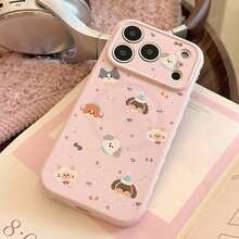 1个可爱卡通狗狗猫咪涂鸦狗狗磁性手机支架，适用于 17/17 Pro Max，软壳手机壳，可爱、少女、创意、几何、卡通风格、小众、ins风 - 芭樂粉 - 查看 9