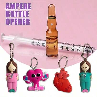 Syringe Shaped Bottle Opener, Nurse/Doctor Ampoule Breaker Tool, Keychain