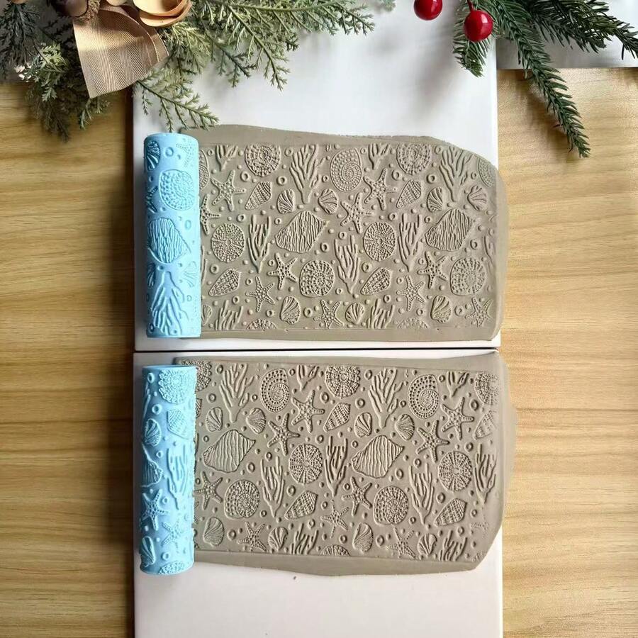 1pc High-Quality Underwater World Textured Ceramic Crafting Tool | Ocean Theme, Coral, Starfish, Seashell Shaped Textures, Ideal For Making Earrings, Pendants, Holiday Craft Jewelry And Artworks, Designed For Artists, Ceramic Crafting Tool - Multicolor - View 1