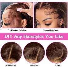 13x4 13x6 HD Lace Front Wigs Human Blended Hair 26 Inch 4# Chocolate Dark Brown Body Wave Human Frontal Hair Wig 200 Density 12A 5x5 Glueless Wigs Lace Front Wigs Pre Plucked Glueless Frontal Wig For Women - Brown - View 9