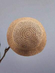 Classic Straw Braid Hat, Women's Beach Hat, Versatile Bucket Hat,, Spring/Summer - 卡其色 - 查看 6