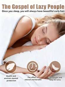 8件套无加热卷发棒，配有可调节头带，柔软缎面材质，适合长发，轻松打造卷发造型，女士无加热卷发棒，打造波浪发型，美发造型工具 - 均碼 - 查看 11