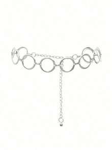 Women's Multifunctional Circular Decorative Waist Chain, Elegant And Fashionable Dress Belt - 銀色 - 查看 5